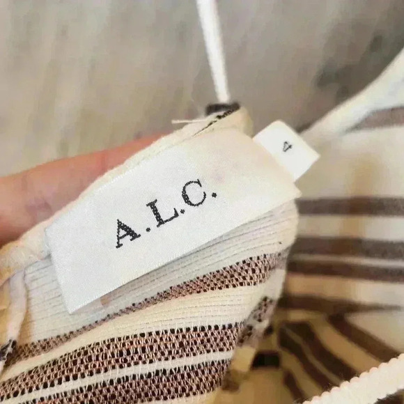 A.L.C White/Black Striped Halter Neck Front Pocket Mini Dress Size 4 - Picture 13 of 14
